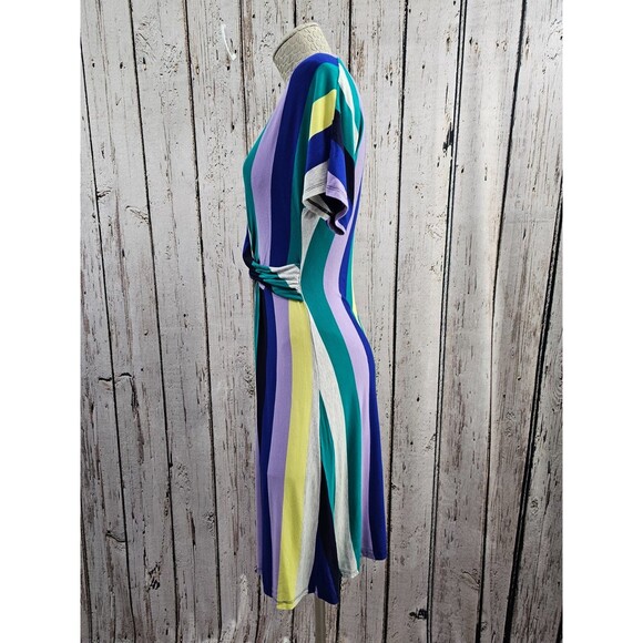 ALK Women's Small Apt 9 Striped Multicolor Twise Front Summer Jersey Dress EUC - Picture 6 of 9